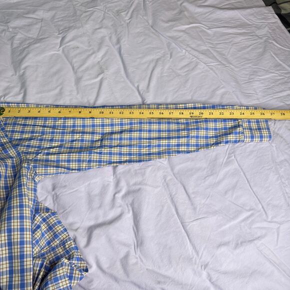 Jeremy Argyle NYC Men's sz Large Blue Tan Plaid Button Down Shrt Long Sleeve - Picture 10 of 11